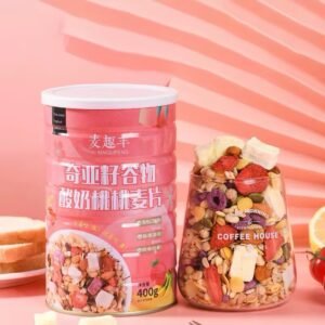 Chia seed grain yoghurt peach cereal